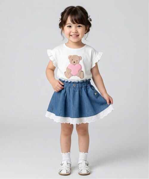 Pupil House / ピューピルハウス ミニ・ひざ丈スカート | 裾レースデニムスカート | 詳細12