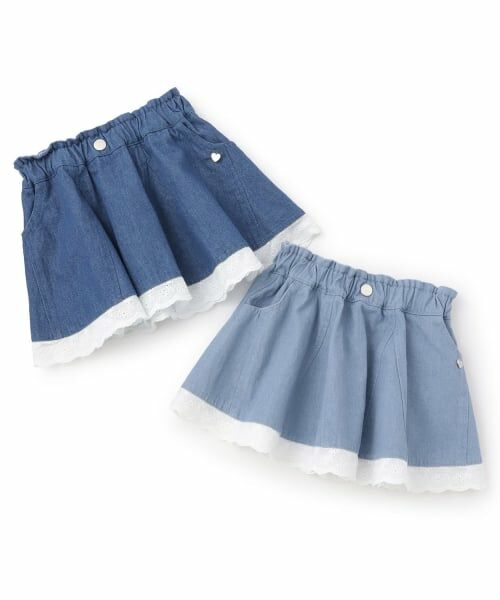 Pupil House / ピューピルハウス ミニ・ひざ丈スカート | 裾レースデニムスカート | 詳細7