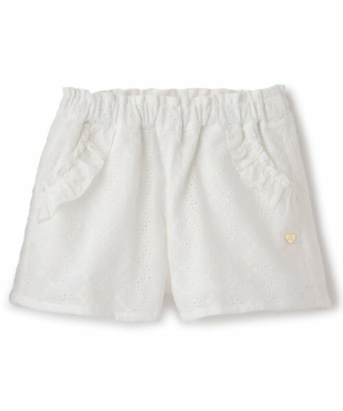 Pupil House / ピューピルハウス ショート・ハーフ・半端丈パンツ | フリルポケットキュロット（オフ ホワイト）