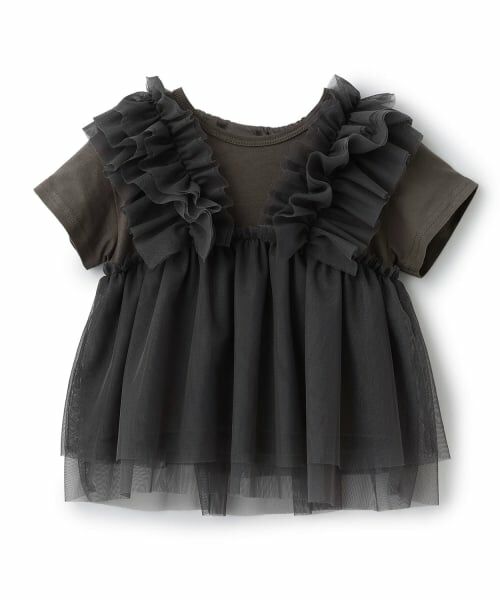 Pupil House / ピューピルハウス Tシャツ | チュールビスチェドッキングTシャツ(チャコール)