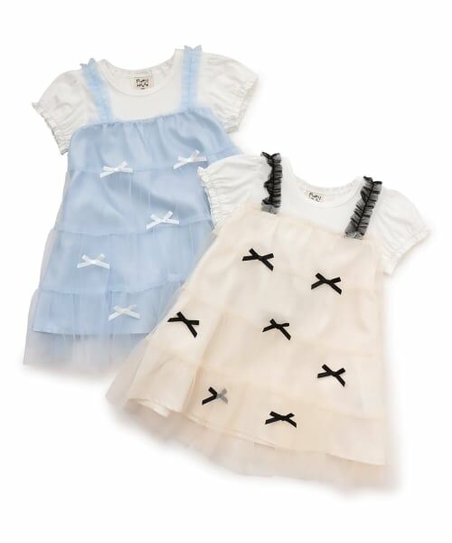 Pupil House / ピューピルハウス ミニ丈・ひざ丈ワンピース | リボンいっぱいドッキングワンピース | 詳細7