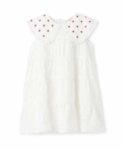 Pupil House / ピューピルハウス ミニ丈・ひざ丈ワンピース | ビッグカラーワンピース（オフ ホワイト）