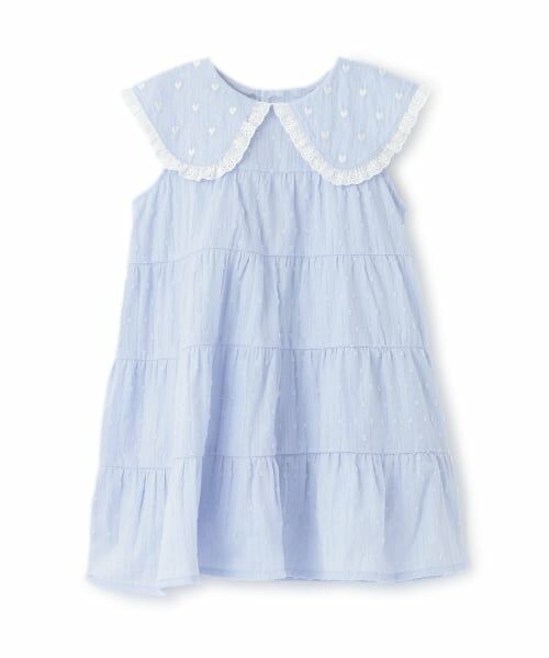 Pupil House / ピューピルハウス ミニ丈・ひざ丈ワンピース | ビッグカラーワンピース（サックス）