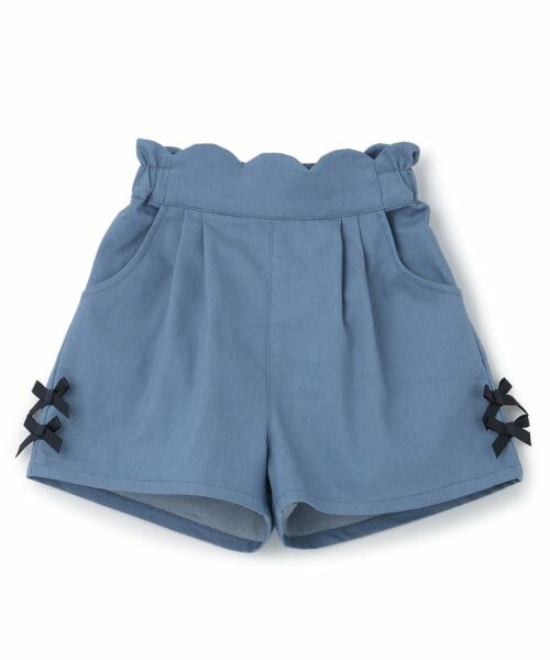 Pupil House / ピューピルハウス ショート・ハーフ・半端丈パンツ | ウエストスカラップショートパンツ（ブルー）