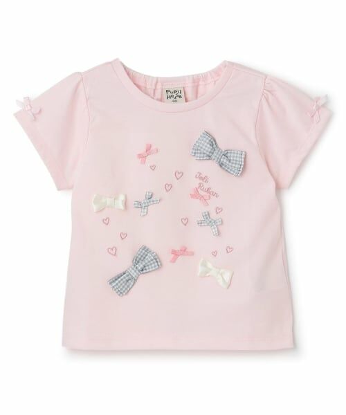 Pupil House / ピューピルハウス Tシャツ | リボンいっぱいTシャツ（ライト ピンク）