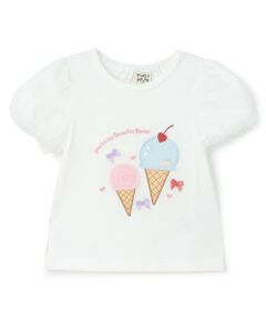 Pupil House / ピューピルハウス Tシャツ | 袖チュールアイスモチーフTシャツ