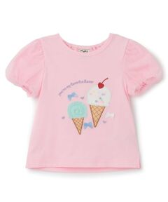 Pupil House / ピューピルハウス Tシャツ | 袖チュールアイスモチーフTシャツ