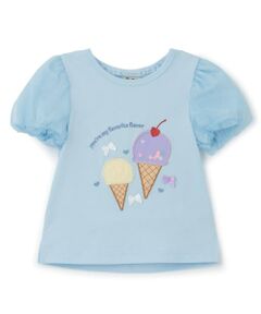 Pupil House / ピューピルハウス Tシャツ | 袖チュールアイスモチーフTシャツ