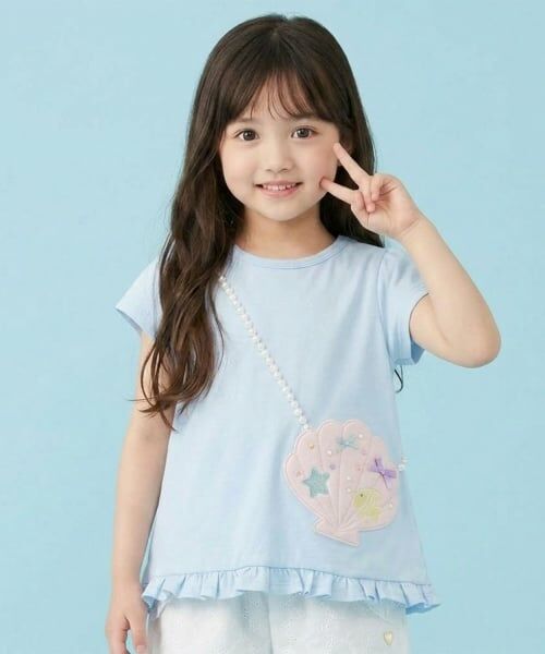 Pupil House / ピューピルハウス Tシャツ | シェルポシェット風トロンプルイユTシャツ（サックス）