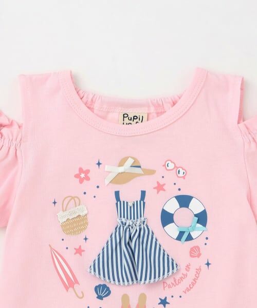 Pupil House / ピューピルハウス Tシャツ | バカンスモチーフ オープンショルダーTシャツ | 詳細11