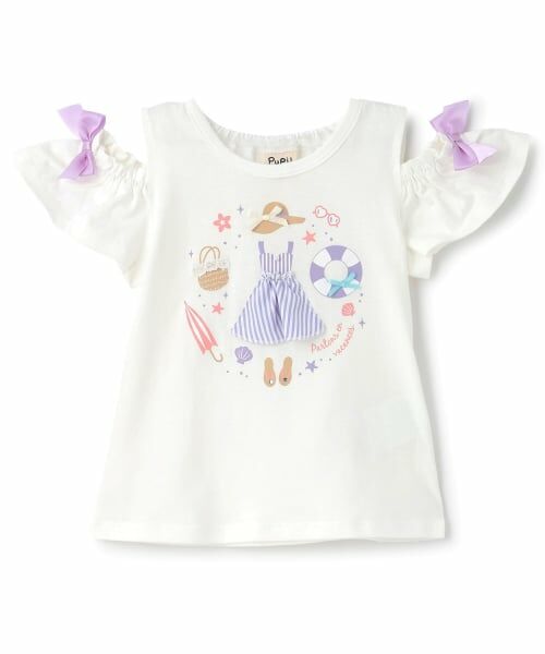 Pupil House / ピューピルハウス Tシャツ | バカンスモチーフ オープンショルダーTシャツ | 詳細8