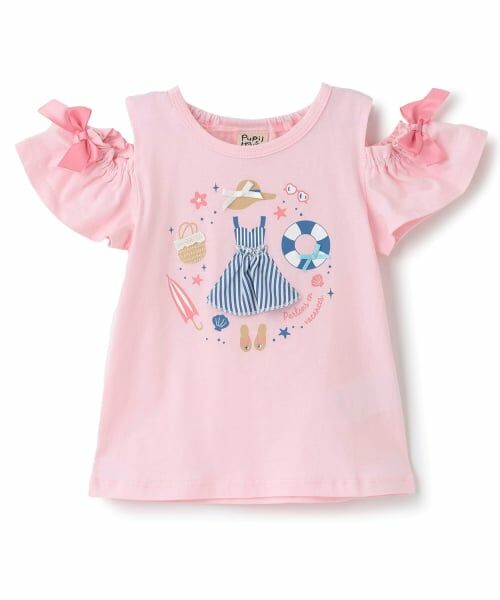 Pupil House / ピューピルハウス Tシャツ | バカンスモチーフ オープンショルダーTシャツ | 詳細9