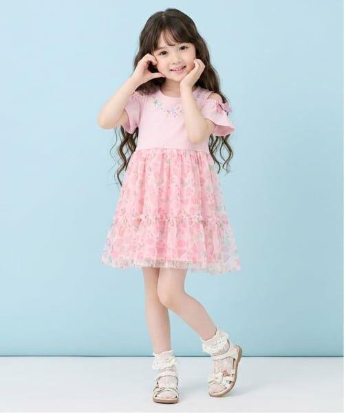 Pupil House / ピューピルハウス ミニ丈・ひざ丈ワンピース | トロピカルチュール ネックレス風ドッキングワンピース | 詳細10