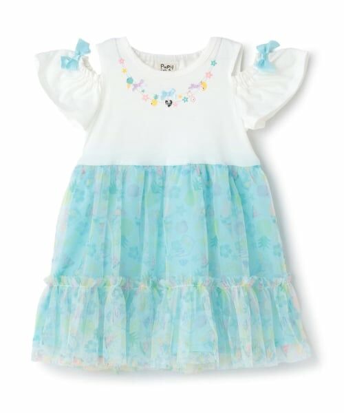 Pupil House / ピューピルハウス ミニ丈・ひざ丈ワンピース | トロピカルチュール ネックレス風ドッキングワンピース | 詳細13