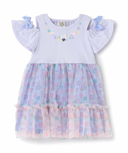 Pupil House / ピューピルハウス ミニ丈・ひざ丈ワンピース | トロピカルチュール ネックレス風ドッキングワンピース | 詳細15