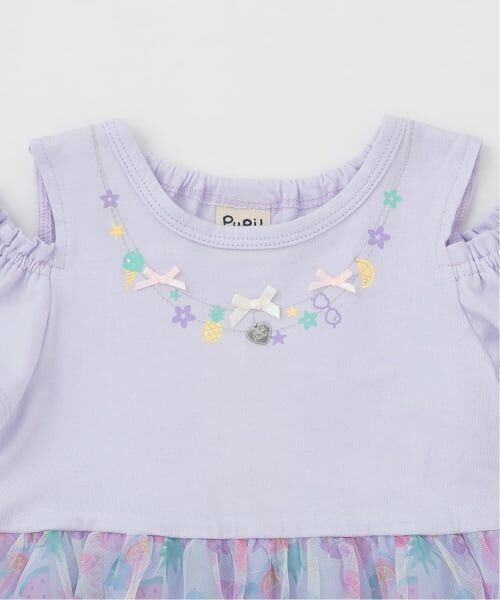 Pupil House / ピューピルハウス ミニ丈・ひざ丈ワンピース | トロピカルチュール ネックレス風ドッキングワンピース | 詳細17