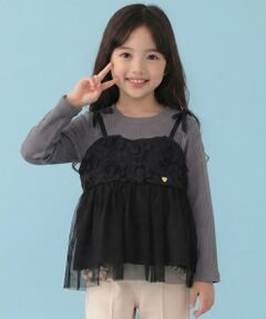 Pupil House / ピューピルハウス Tシャツ | フラワーレースビスチェ風 ドッキングTシャツ