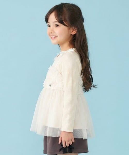 Pupil House / ピューピルハウス Tシャツ | フラワーレースビスチェ風 ドッキングTシャツ | 詳細1