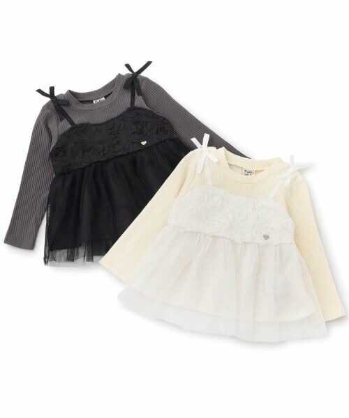 Pupil House / ピューピルハウス Tシャツ | フラワーレースビスチェ風 ドッキングTシャツ | 詳細5