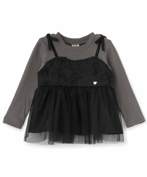 Pupil House / ピューピルハウス Tシャツ | フラワーレースビスチェ風 ドッキングTシャツ | 詳細6