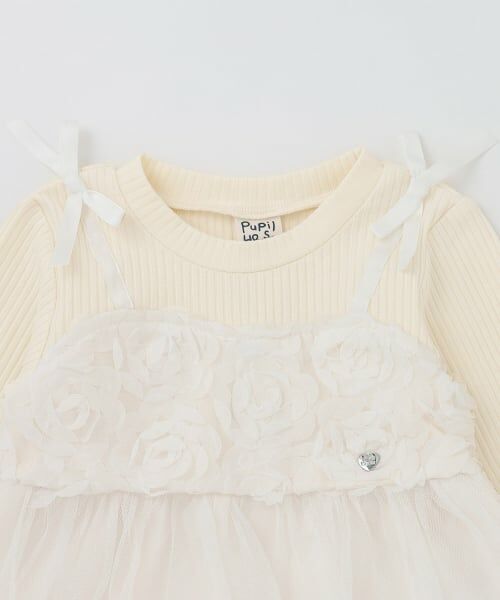 Pupil House / ピューピルハウス Tシャツ | フラワーレースビスチェ風 ドッキングTシャツ | 詳細9