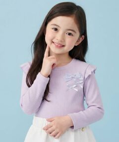 Pupil House / ピューピルハウス Tシャツ | 【デイリーに使える】フリルリボンリブ長袖Tシャツ