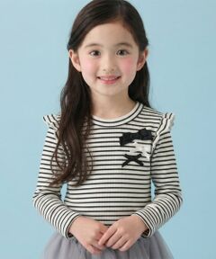 Pupil House / ピューピルハウス Tシャツ | 【デイリーに使える】フリルリボンリブ長袖Tシャツ
