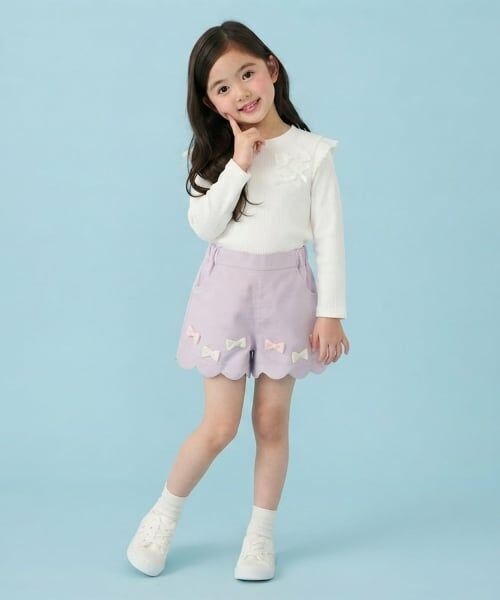 Pupil House / ピューピルハウス Tシャツ | 【デイリーに使える】フリルリボンリブ長袖Tシャツ | 詳細4