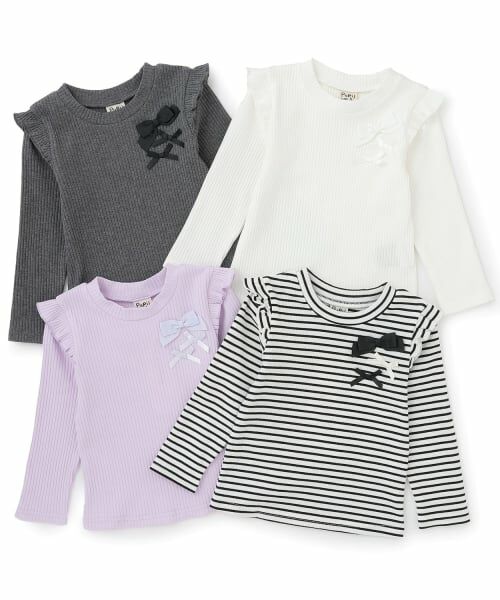 Pupil House / ピューピルハウス Tシャツ | 【デイリーに使える】フリルリボンリブ長袖Tシャツ | 詳細9