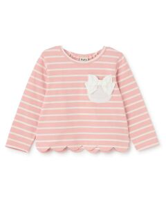 Pupil House / ピューピルハウス Tシャツ | リボンポケットスカラップボーダー長袖Tシャツ