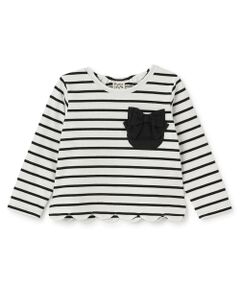 Pupil House / ピューピルハウス Tシャツ | リボンポケットスカラップボーダー長袖Tシャツ