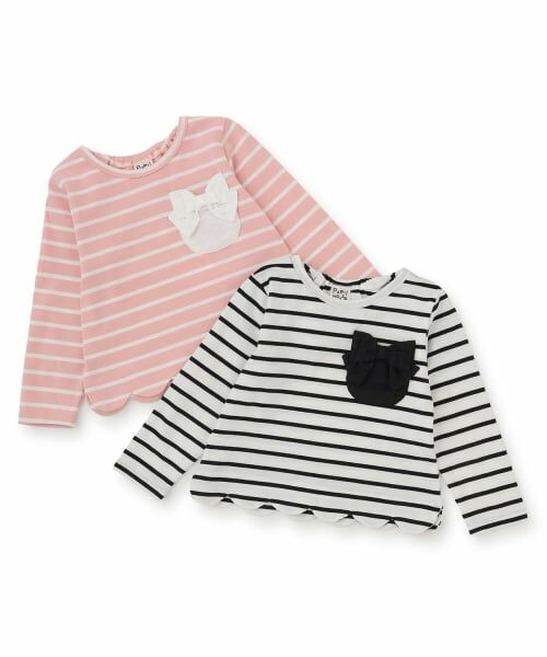 Pupil House / ピューピルハウス Tシャツ | リボンポケットスカラップボーダー長袖Tシャツ | 詳細6