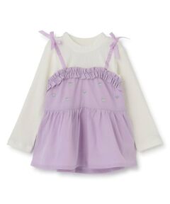 Pupil House / ピューピルハウス Tシャツ | ハート刺しゅうフリルビスチェドッキングT