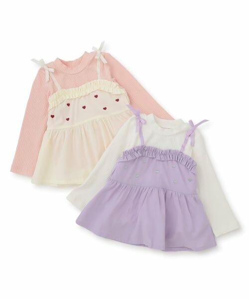Pupil House / ピューピルハウス Tシャツ | ハート刺しゅうフリルビスチェドッキングT | 詳細7