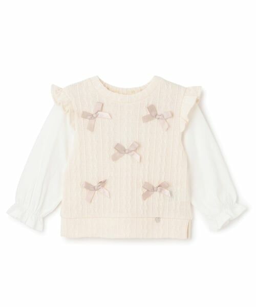 Pupil House / ピューピルハウス Tシャツ | リボンケーブルベスト風レイヤードトップス | 詳細8
