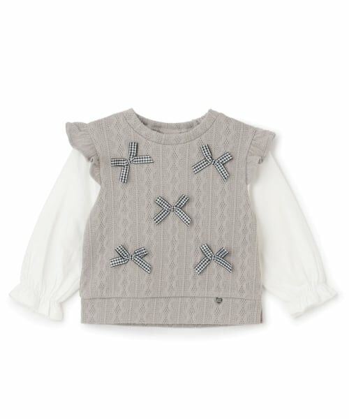 Pupil House / ピューピルハウス Tシャツ | リボンケーブルベスト風レイヤードトップス | 詳細9