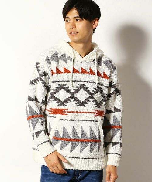 セール モールヤーン ネイティブ柄 ニットパーカ ニット セーター Purple Yellow パープルアンドイエロー ファッション通販 タカシマヤファッションスクエア