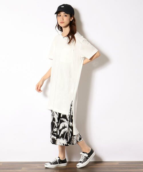 セール 消臭加工 サイドスリット ロング ｔシャツ ワンピース チュニック Purple Yellow パープルアンドイエロー ファッション通販 タカシマヤファッションスクエア