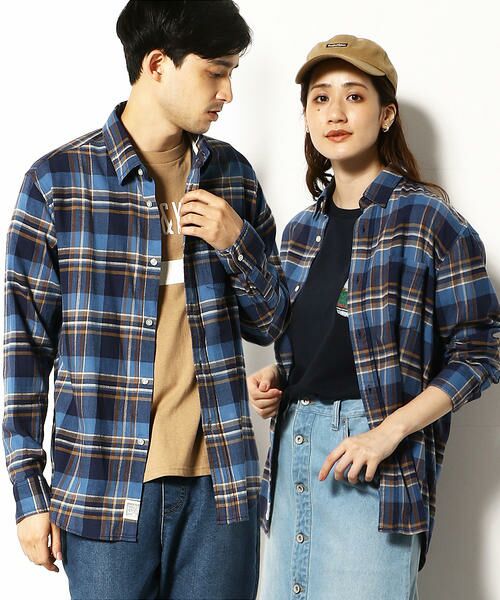 セール インディゴ チェックシャツ ストレッチ シャツ ブラウス Purple Yellow パープルアンドイエロー ファッション通販 タカシマヤファッションスクエア