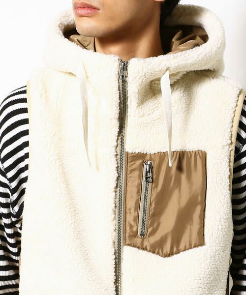 セール ボア フリース フード ベスト ベスト Purple Yellow パープルアンドイエロー ファッション通販 タカシマヤファッションスクエア