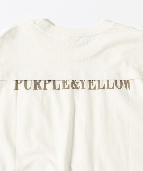 Purple&Yellow / パープルアンドイエロー Tシャツ | バックロゴプリント 布帛切替 ワイド クルーネック Ｔシャツ | 詳細3
