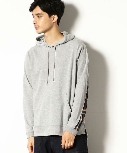 セール チェック柄切替 裏毛プルオーバー パーカ パーカー Purple Yellow パープルアンドイエロー ファッション通販 タカシマヤファッションスクエア