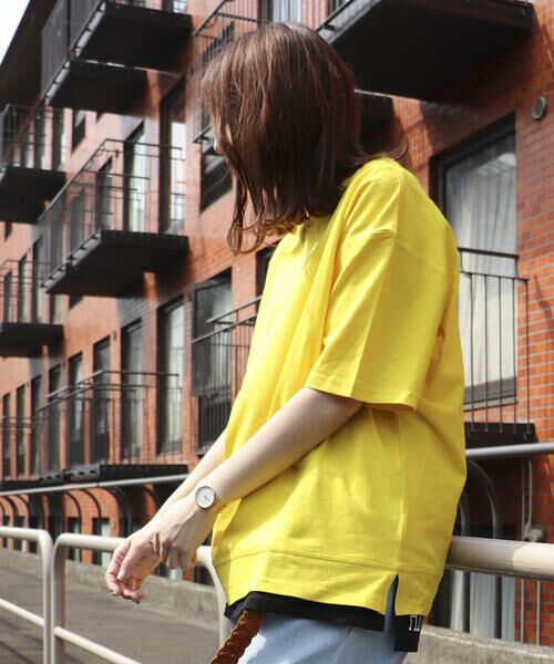 Purple&Yellow / パープルアンドイエロー Tシャツ | フェイクレイヤードプリントＴシャツ | 詳細15