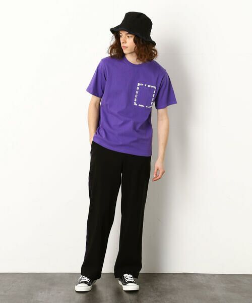 Purple&Yellow / パープルアンドイエロー Tシャツ | メッセージプリント＆ポケット半袖Ｔシャツ | 詳細12