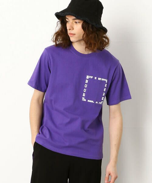 Purple&Yellow / パープルアンドイエロー Tシャツ | メッセージプリント＆ポケット半袖Ｔシャツ | 詳細14