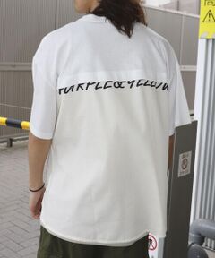 バックロゴプリント布帛切替ワイドＴシャツ