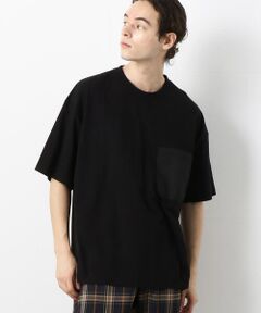 バックロゴプリント布帛切替ワイドＴシャツ