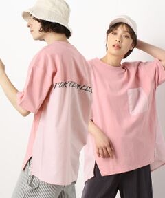 バックロゴプリント布帛切替ワイドＴシャツ