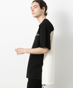 布帛切替メッセージプリントロング半袖クルーネックＴシャツ