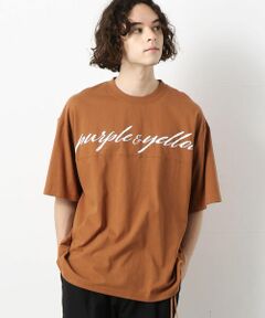 ビッグロゴプリント切替ワイドＴシャツ